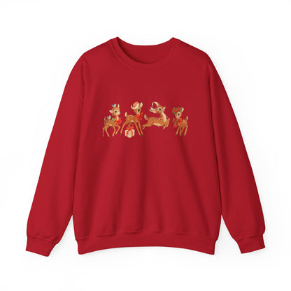 Unisex Heavy Blend™ mw2044 | Vintage Reindeer Christmas Sweatshirt – Cute Retro Deer Holiday Crewneck, Festive Winter Pullover