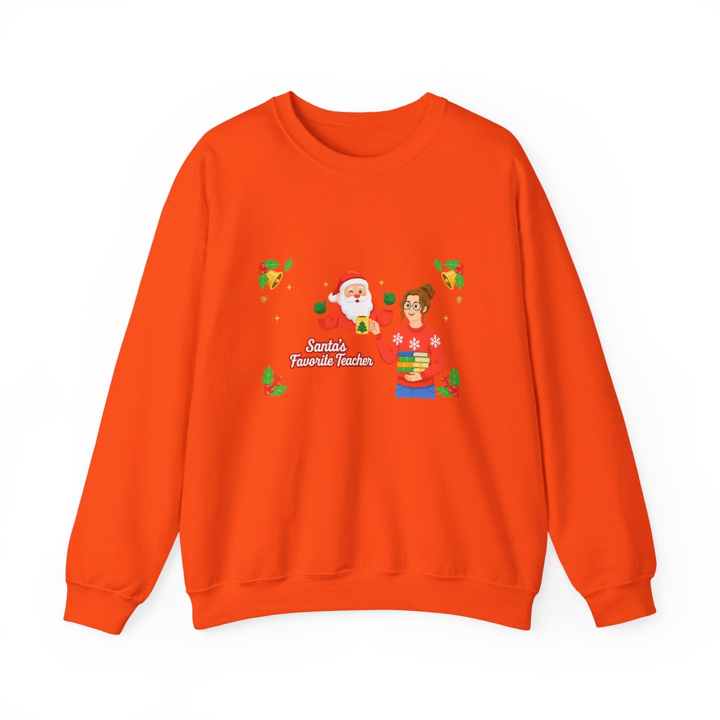 Unisex Heavy Blend™ mw2080 | Santa’s Favorite Teacher Christmas Sweatshirt – Cute Holiday Gift for Teachers, Festive School Pullover Sweater