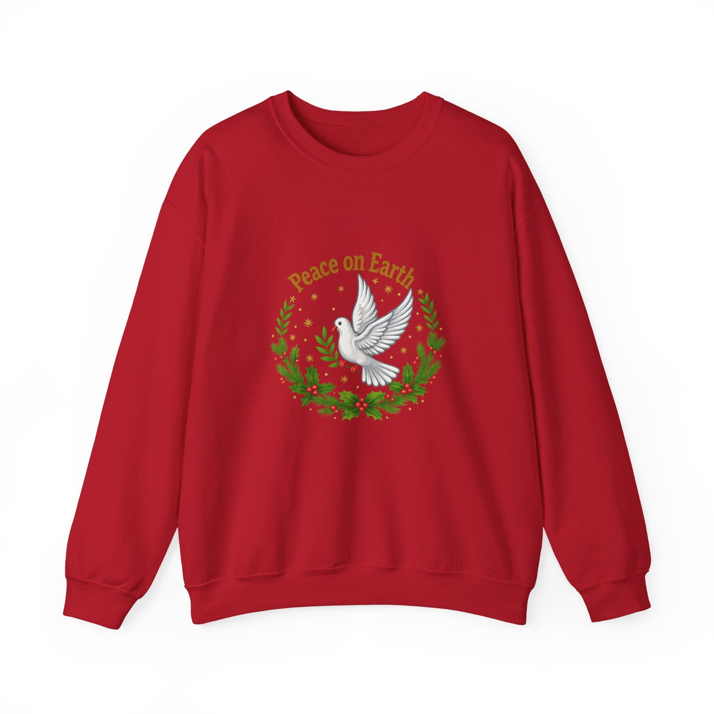 Unisex Heavy Blend™ mw2081 | Peace on Earth Dove Christmas Sweatshirt – Holiday Wreath Pullover, Festive Winter Sweater Gift