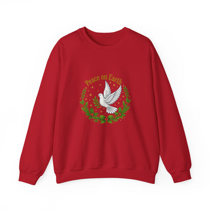 Unisex Heavy Blend™ mw2081 | Peace on Earth Dove Christmas Sweatshirt – Holiday Wreath Pullover, Festive Winter Sweater Gift