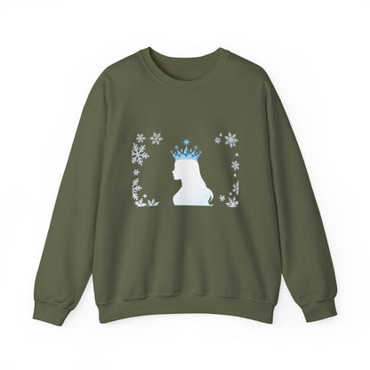 Unisex Heavy Blend™ mw2140 | Ice Queen Silhouette Sweatshirt – Elegant Snowflake Winter Crown Crewneck, Cozy Holiday Gift