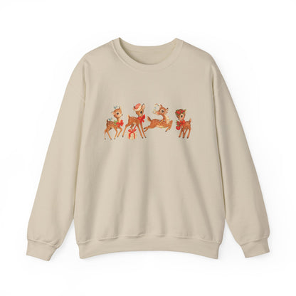Unisex Heavy Blend™ mw2044 | Vintage Reindeer Christmas Sweatshirt – Cute Retro Deer Holiday Crewneck, Festive Winter Pullover