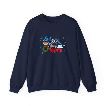 Unisex Heavy Blend™ mw2116 | Eat Ski Sleep Repeat Sweatshirt – Funny Skiing Winter Crewneck, Cozy Snow Sports Gift for Ski Lovers