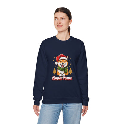 Unisex Heavy Blend™ mw2097 | Santa Paws Shiba Inu Christmas Sweatshirt – Cute Dog Holiday Crewneck, Festive Xmas Gift for Pet Lovers