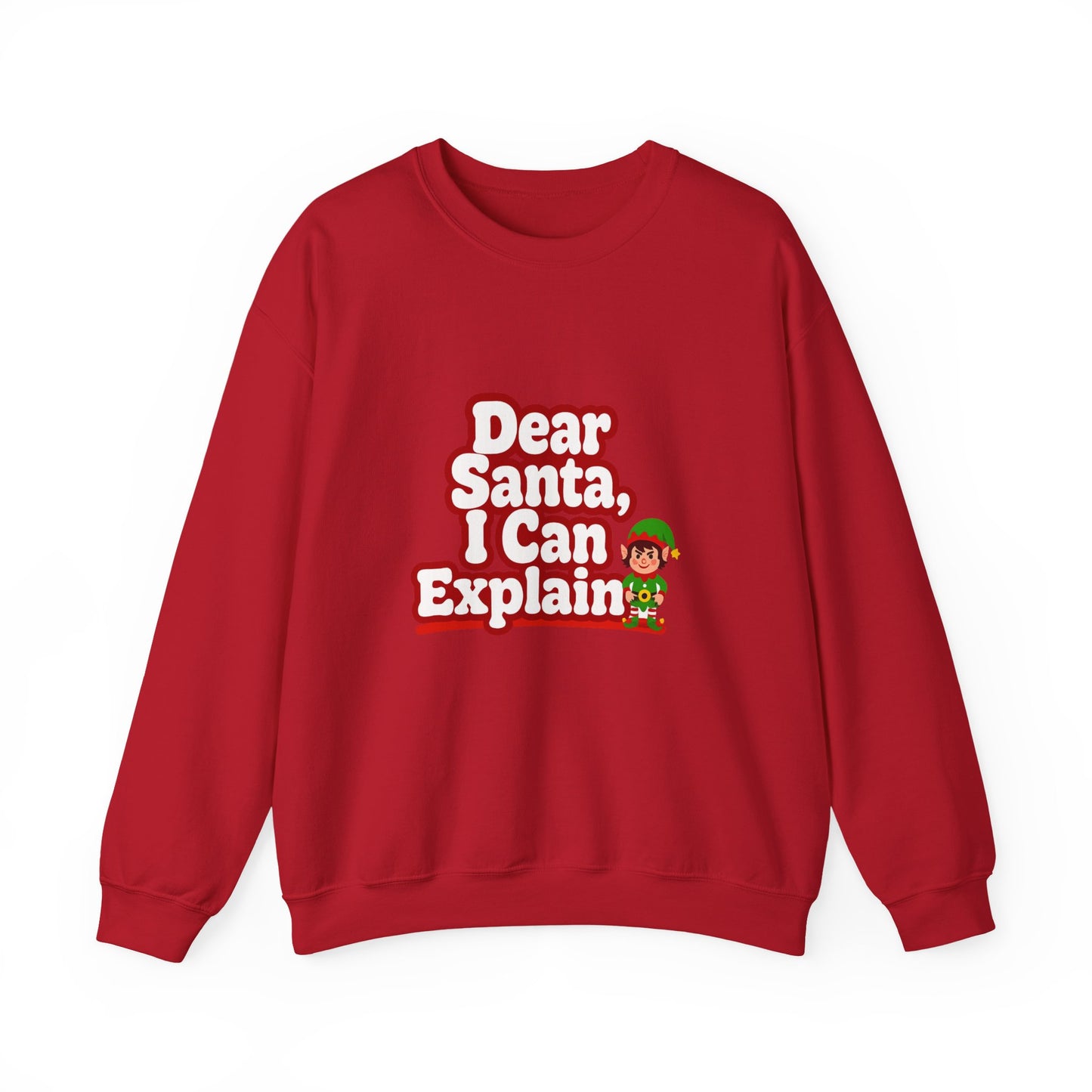 Unisex Heavy Blend™ mw2073 | Dear Santa I Can Explain Sweatshirt – Funny Christmas Elf Crewneck, Cute Holiday Pullover Sweater Gift