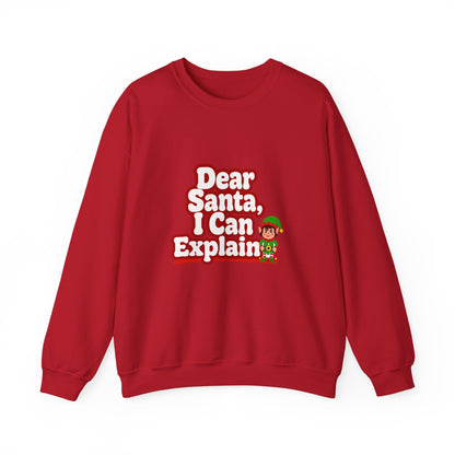 Unisex Heavy Blend™ mw2073 | Dear Santa I Can Explain Sweatshirt – Funny Christmas Elf Crewneck, Cute Holiday Pullover Sweater Gift