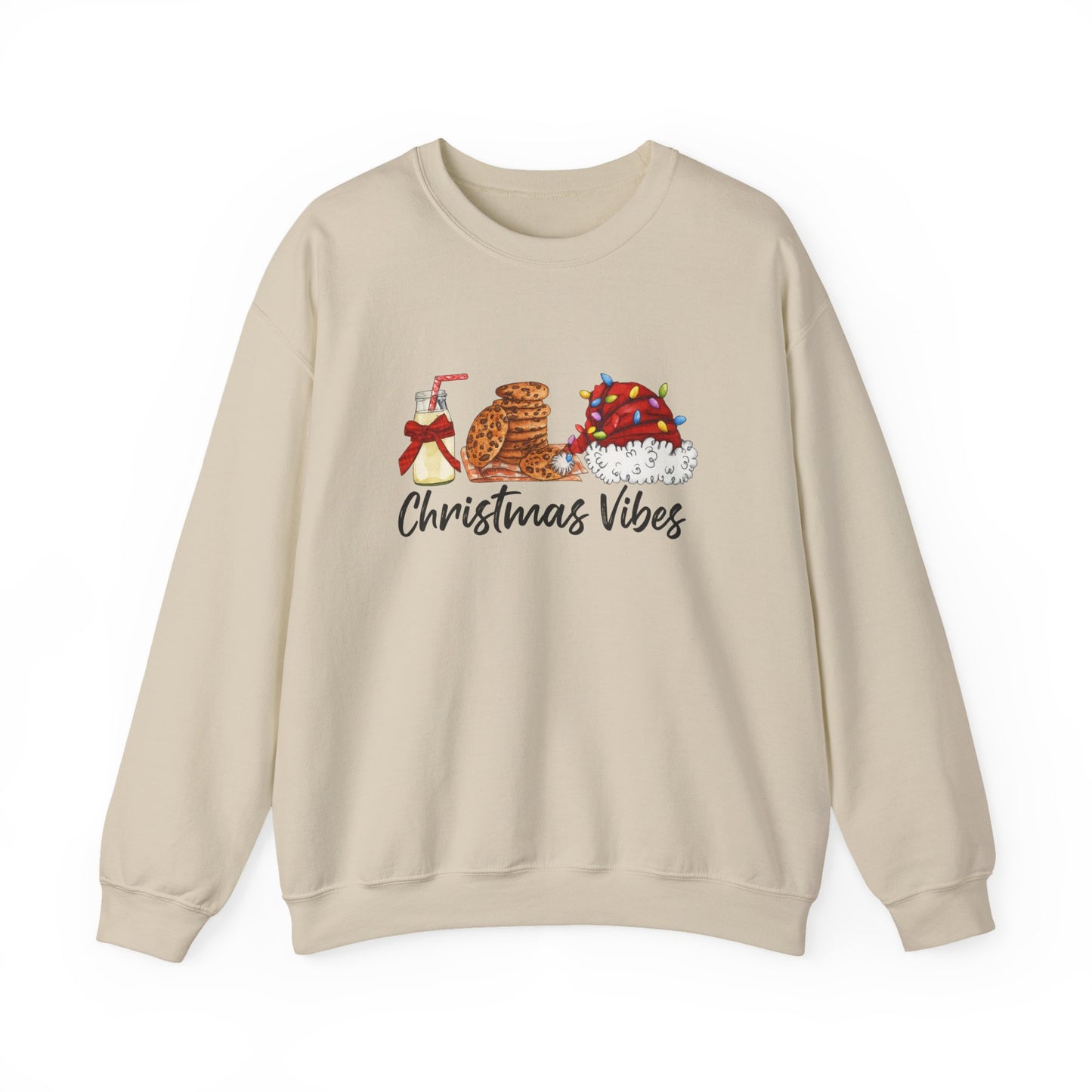 Unisex Heavy Blend™ mw2029 | Christmas Vibes Sweatshirt – Festive Milk & Cookies Holiday Crewneck | Cozy Unisex Winter Gift