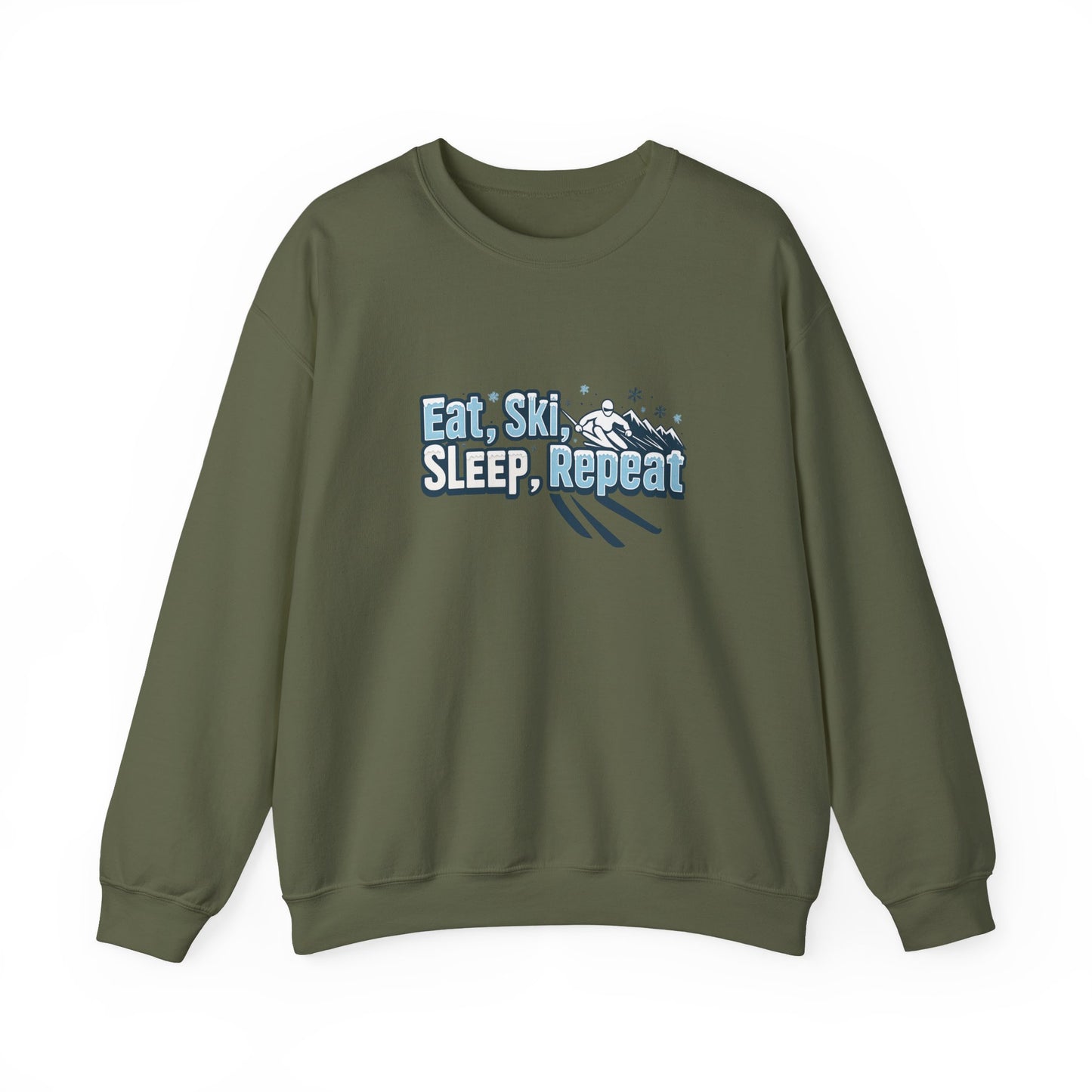 Unisex Heavy Blend™ mw2114 | Eat Ski Sleep Repeat Sweatshirt – Funny Skiing Winter Crewneck, Cozy Snow Sports Gift for Ski Lovers