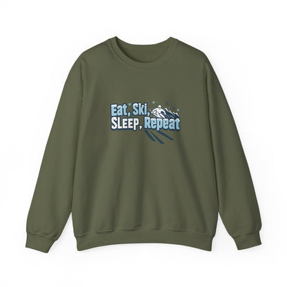 Unisex Heavy Blend™ mw2114 | Eat Ski Sleep Repeat Sweatshirt – Funny Skiing Winter Crewneck, Cozy Snow Sports Gift for Ski Lovers