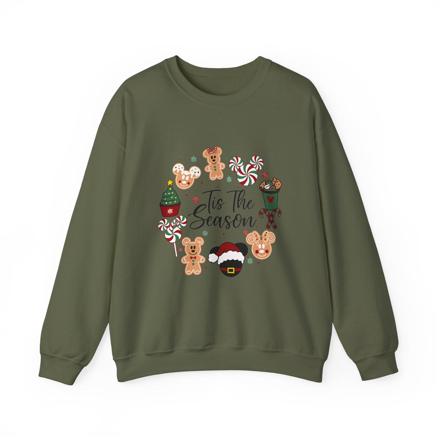 Unisex Heavy Blend™ mw2034 | Tis The Season Christmas Sweatshirt – Cute Gingerbread & Candy Holiday Crewneck | Cozy Unisex Winter Gift