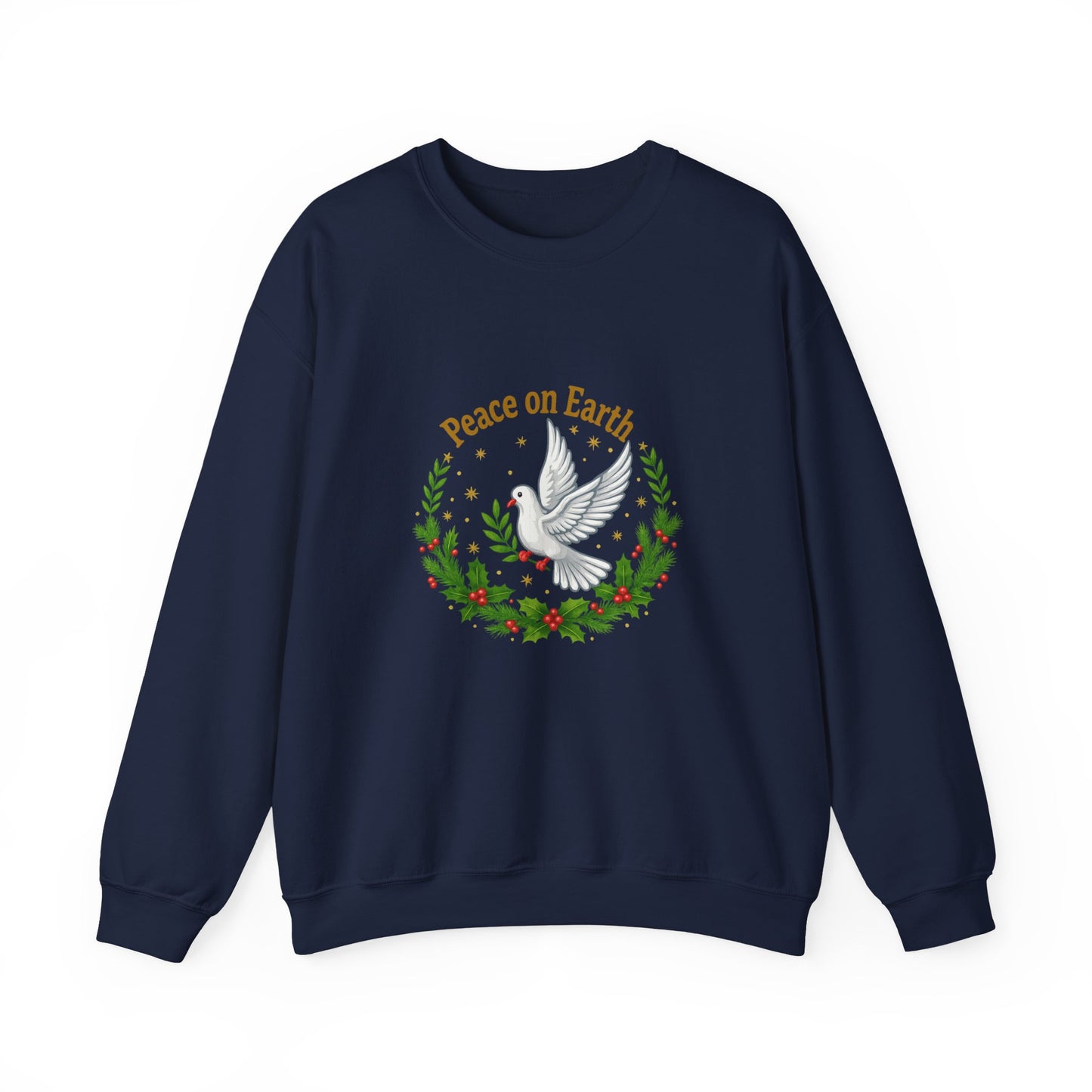Unisex Heavy Blend™ mw2081 | Peace on Earth Dove Christmas Sweatshirt – Holiday Wreath Pullover, Festive Winter Sweater Gift