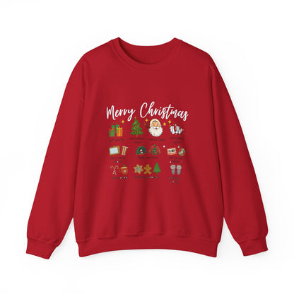 Unisex Heavy Blend™ mw2040 | Merry Christmas Icons Sweatshirt – Red Holiday Crewneck, Xmas Gift & Winter Party Outfit