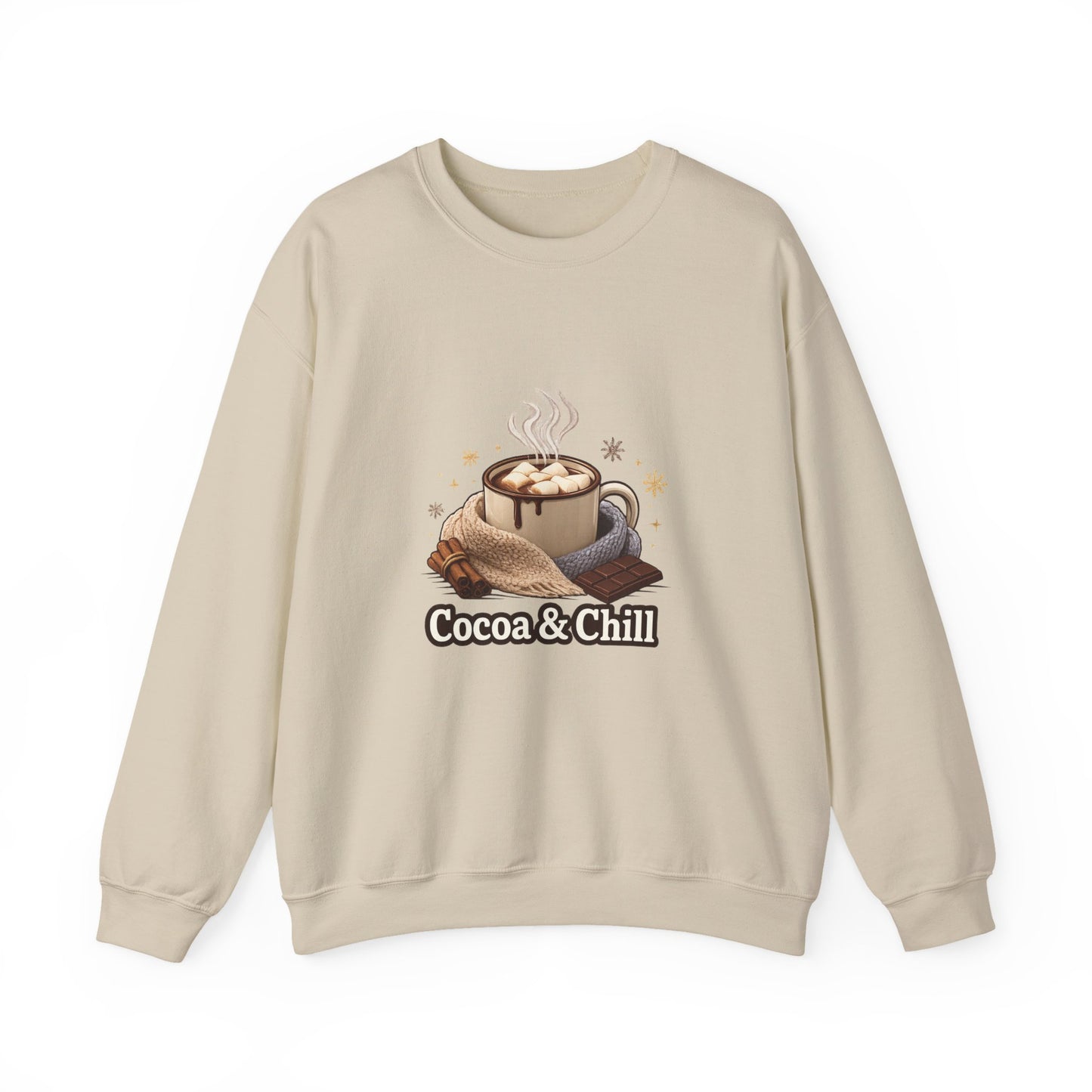 Unisex Heavy Blend™ mw2137 | Cocoa and Chill Christmas Sweatshirt – Cozy Hot Chocolate Holiday Crewneck, Cute Winter Gift