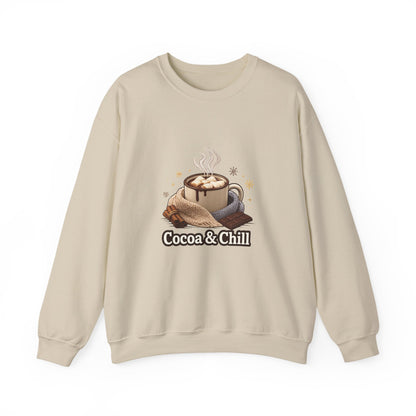Unisex Heavy Blend™ mw2137 | Cocoa and Chill Christmas Sweatshirt – Cozy Hot Chocolate Holiday Crewneck, Cute Winter Gift