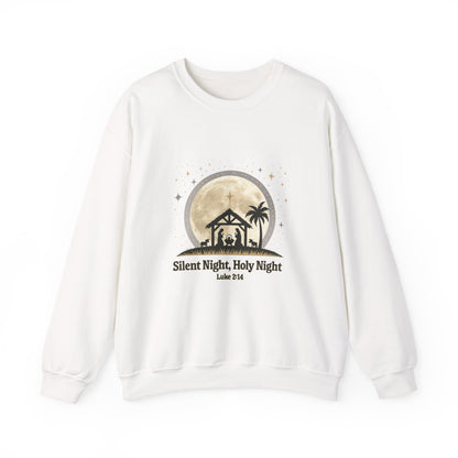 Unisex Heavy Blend™ mw2067 | Silent Night Holy Night Sweatshirt – Christian Nativity Scene Crewneck, Luke 2:14 Bible Verse Christmas Pullover