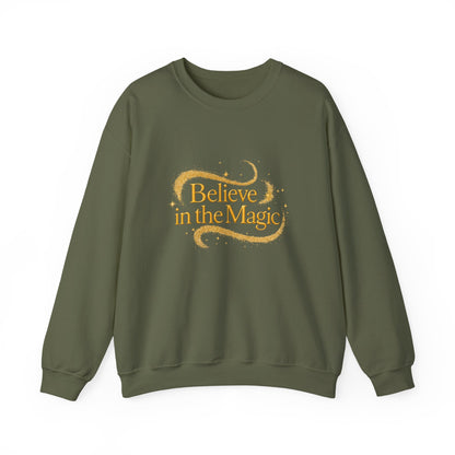 Unisex Heavy Blend™ mw2102 | Believe in the Magic Christmas Sweatshirt – Sparkly Holiday Crewneck, Festive Xmas Gift for Winter Lovers