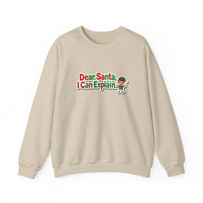 Unisex Heavy Blend™ mw2072 | Dear Santa I Can Explain Sweatshirt – Funny Christmas Elf Holiday Crewneck, Festive Winter Pullover