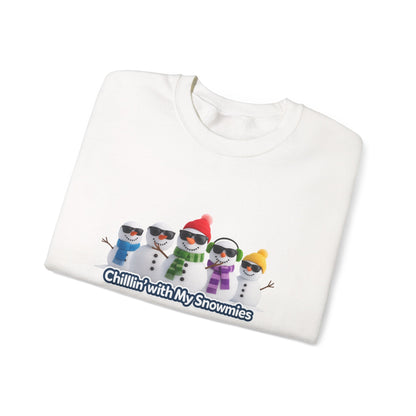 Unisex Heavy Blend™ mw2109 | Chillin’ With My Snowmies Christmas Sweatshirt – Funny Snowman Holiday Crewneck, Cute Winter Xmas Gift