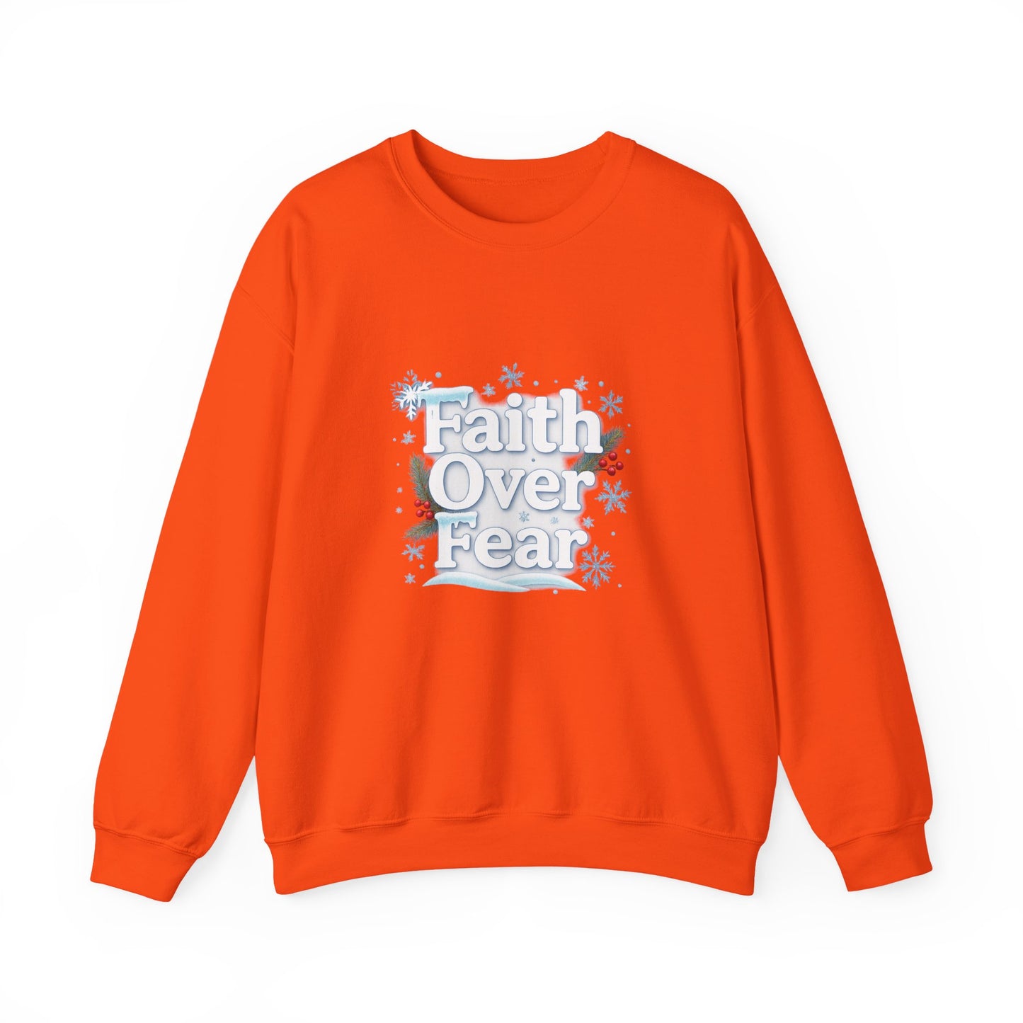 Unisex Heavy Blend™ mw2122 | Faith Over Fear Christian Christmas Sweatshirt – Inspirational Holiday Crewneck, Religious Winter Gift