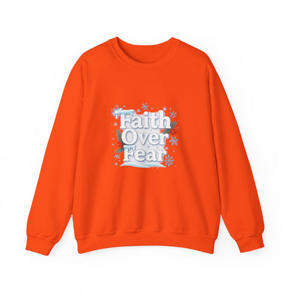 Unisex Heavy Blend™ mw2122 | Faith Over Fear Christian Christmas Sweatshirt – Inspirational Holiday Crewneck, Religious Winter Gift