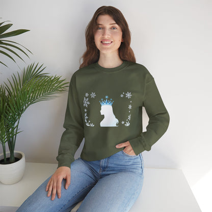 Unisex Heavy Blend™ mw2140 | Ice Queen Silhouette Sweatshirt – Elegant Snowflake Winter Crown Crewneck, Cozy Holiday Gift