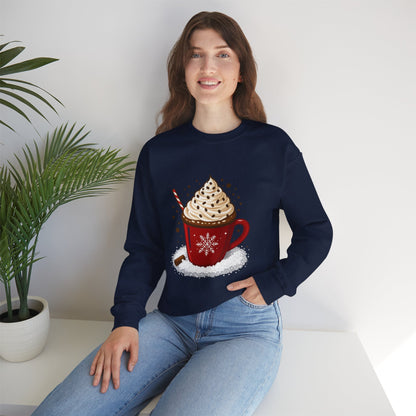 Unisex Heavy Blend™ mw2056 | Hot Cocoa Christmas Sweatshirt – Festive Holiday Mug Crewneck, Winter Hot Chocolate Pullover Sweater