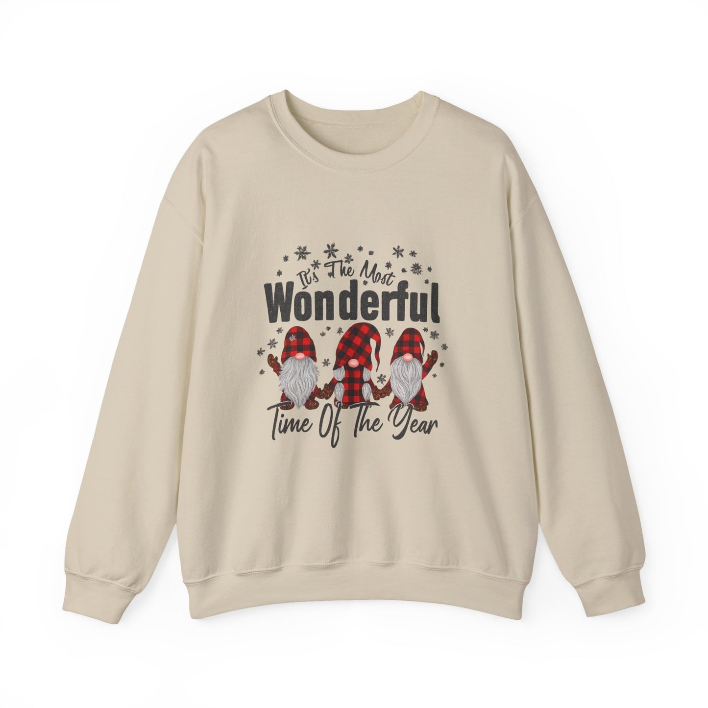 Unisex Heavy Blend™ mw2018 | Most Wonderful Time of the Year Sweatshirt – Christmas Gnome Buffalo Plaid Crewneck | Cozy Unisex Holiday Gift