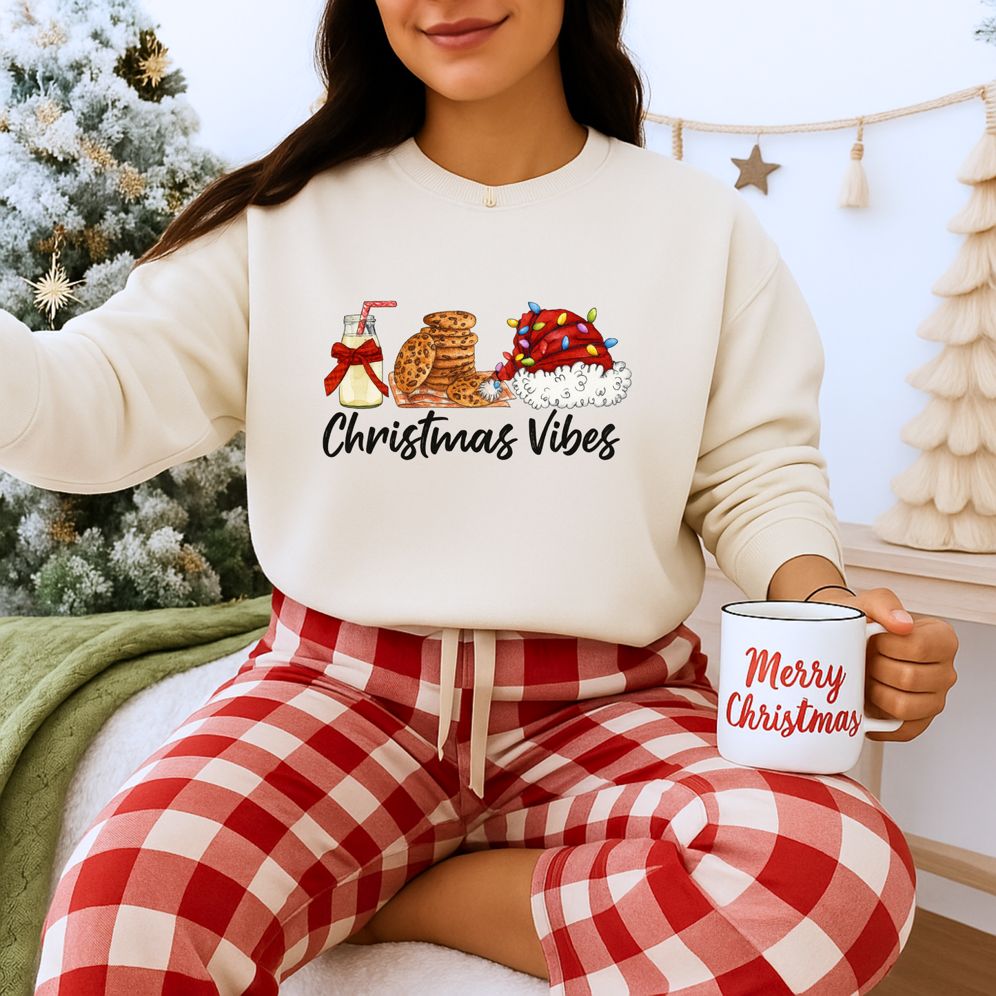 Unisex Heavy Blend™ mw2029 | Christmas Vibes Sweatshirt – Festive Milk & Cookies Holiday Crewneck | Cozy Unisex Winter Gift