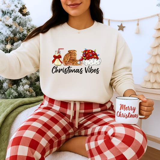 Unisex Heavy Blend™ mw2029 | Christmas Vibes Sweatshirt – Festive Milk & Cookies Holiday Crewneck | Cozy Unisex Winter Gift