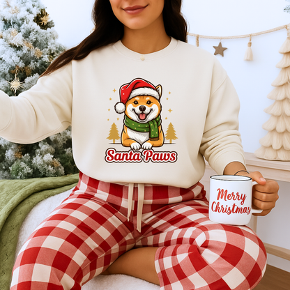 Unisex Heavy Blend™ mw2097 | Santa Paws Shiba Inu Christmas Sweatshirt – Cute Dog Holiday Crewneck, Festive Xmas Gift for Pet Lovers