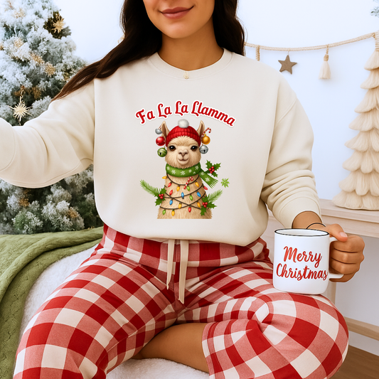 Unisex Heavy Blend™ mw2125 | Fa La La Llama Christmas Sweatshirt – Funny Holiday Llama Crewneck, Cute Festive Xmas Gift