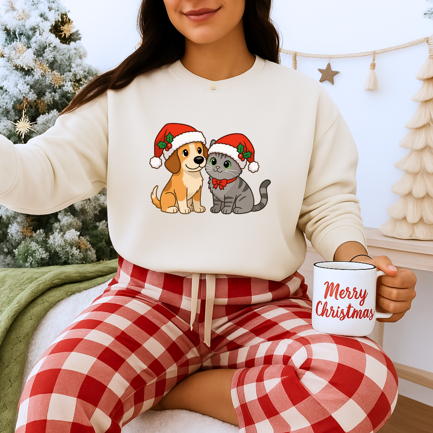 Unisex Heavy Blend™ mw2098 | Santa Paws Dog & Cat Christmas Sweatshirt – Cute Holiday Crewneck, Festive Xmas Gift for Pet Lovers