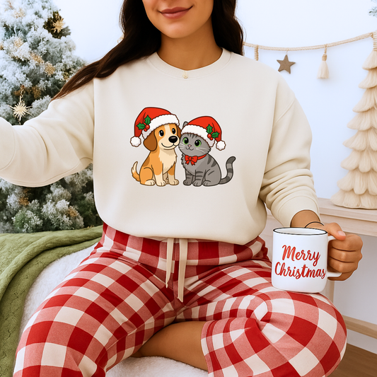 Unisex Heavy Blend™ mw2098 | Santa Paws Dog & Cat Christmas Sweatshirt – Cute Holiday Crewneck, Festive Xmas Gift for Pet Lovers