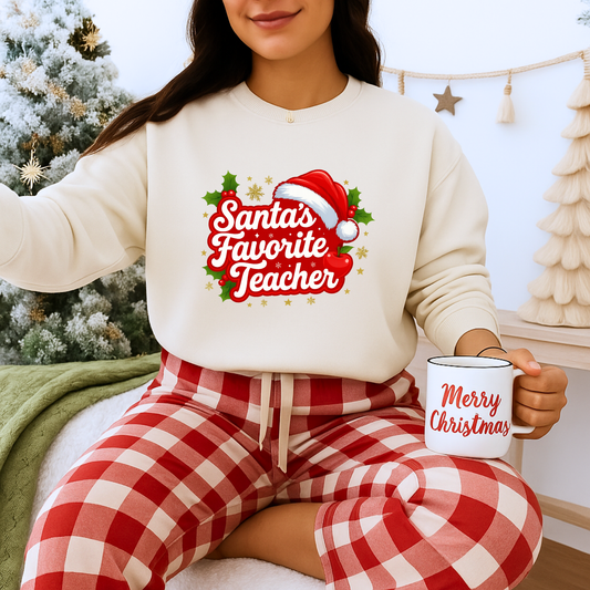 Unisex Heavy Blend™ mw2089 | Santa’s Favorite Teacher Sweatshirt – Cute Christmas Gift for Teachers, Holiday Pullover