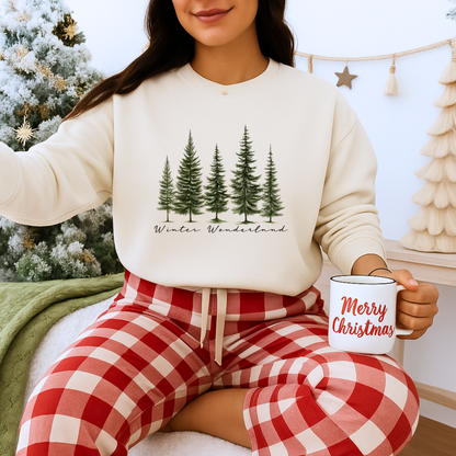 Unisex Heavy Blend™ mw2039 | Winter Wonderland Sweatshirt – Cozy Pine Tree Forest Crewneck | Aesthetic Holiday Winter Pullover