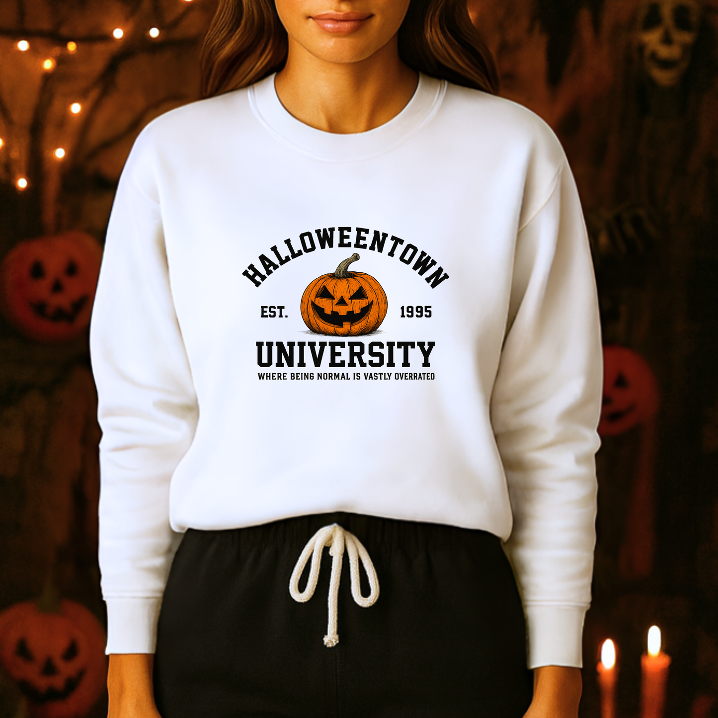 Unisex Heavy Blend™ Halloweentown University Sweatshirt – Spooky Pumpkin Collegiate Style | mw1009