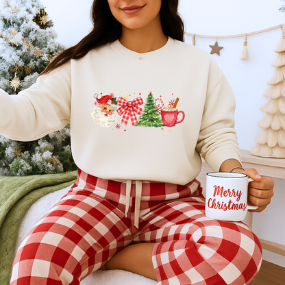 Unisex Heavy Blend™ mw2050 | Vintage Christmas Sweatshirt – Retro Santa Tree Hot Cocoa Pullover, Festive Holiday Crewneck Sweater