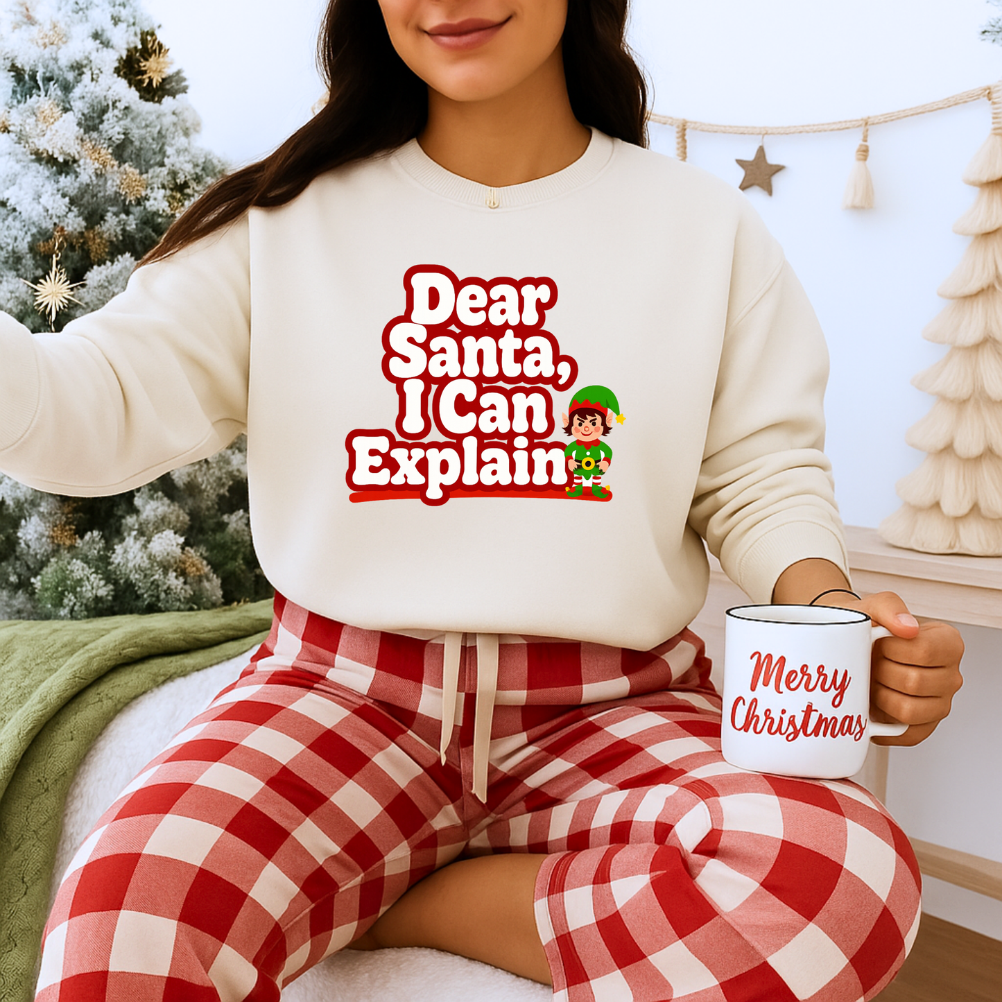 Unisex Heavy Blend™ mw2073 | Dear Santa I Can Explain Sweatshirt – Funny Christmas Elf Crewneck, Cute Holiday Pullover Sweater Gift
