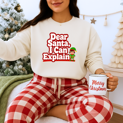 Unisex Heavy Blend™ mw2073 | Dear Santa I Can Explain Sweatshirt – Funny Christmas Elf Crewneck, Cute Holiday Pullover Sweater Gift