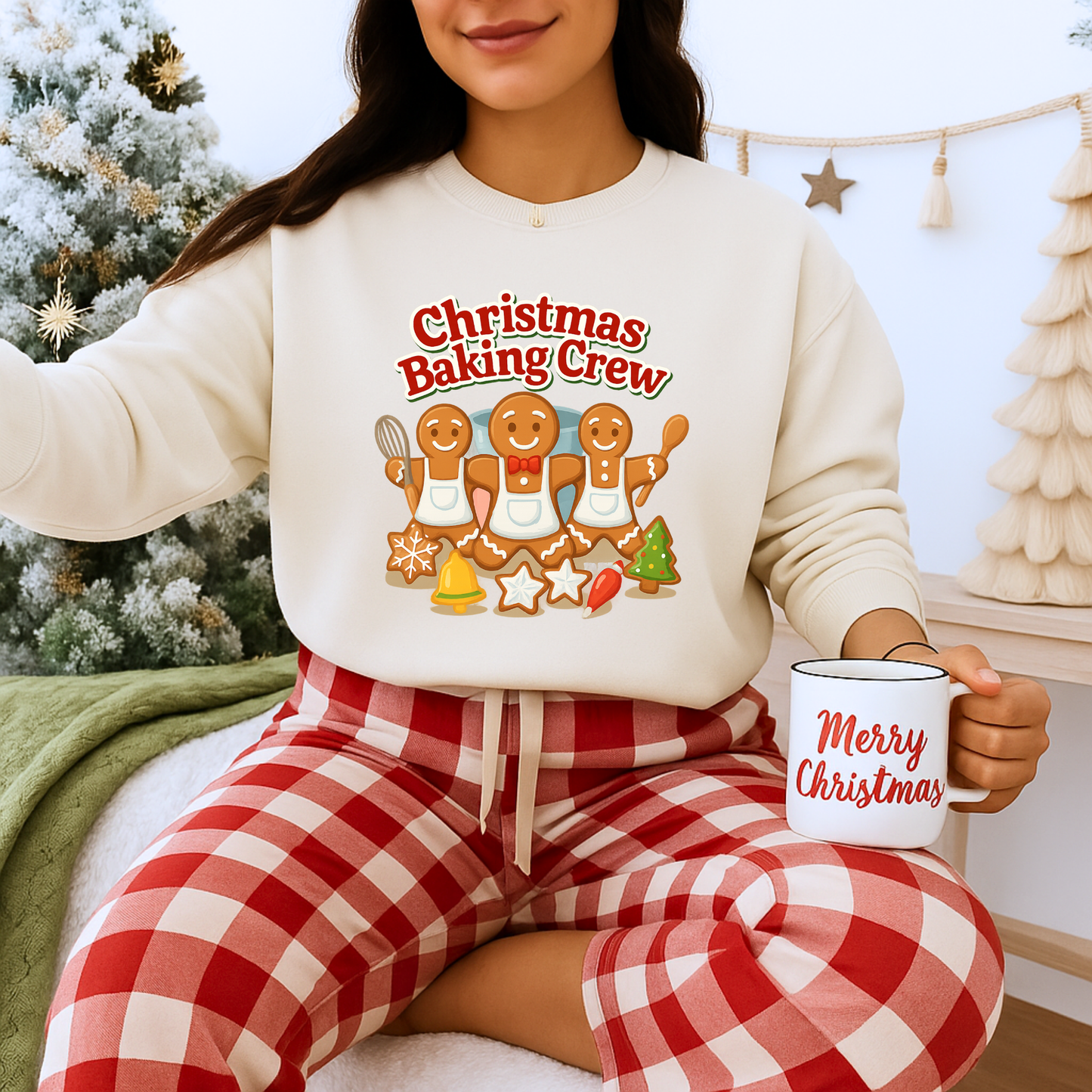 Unisex Heavy Blend™ mw2093 | Christmas Baking Crew Sweatshirt – Cute Gingerbread Cookie Holiday Pullover, Family Christmas Baking Shirt