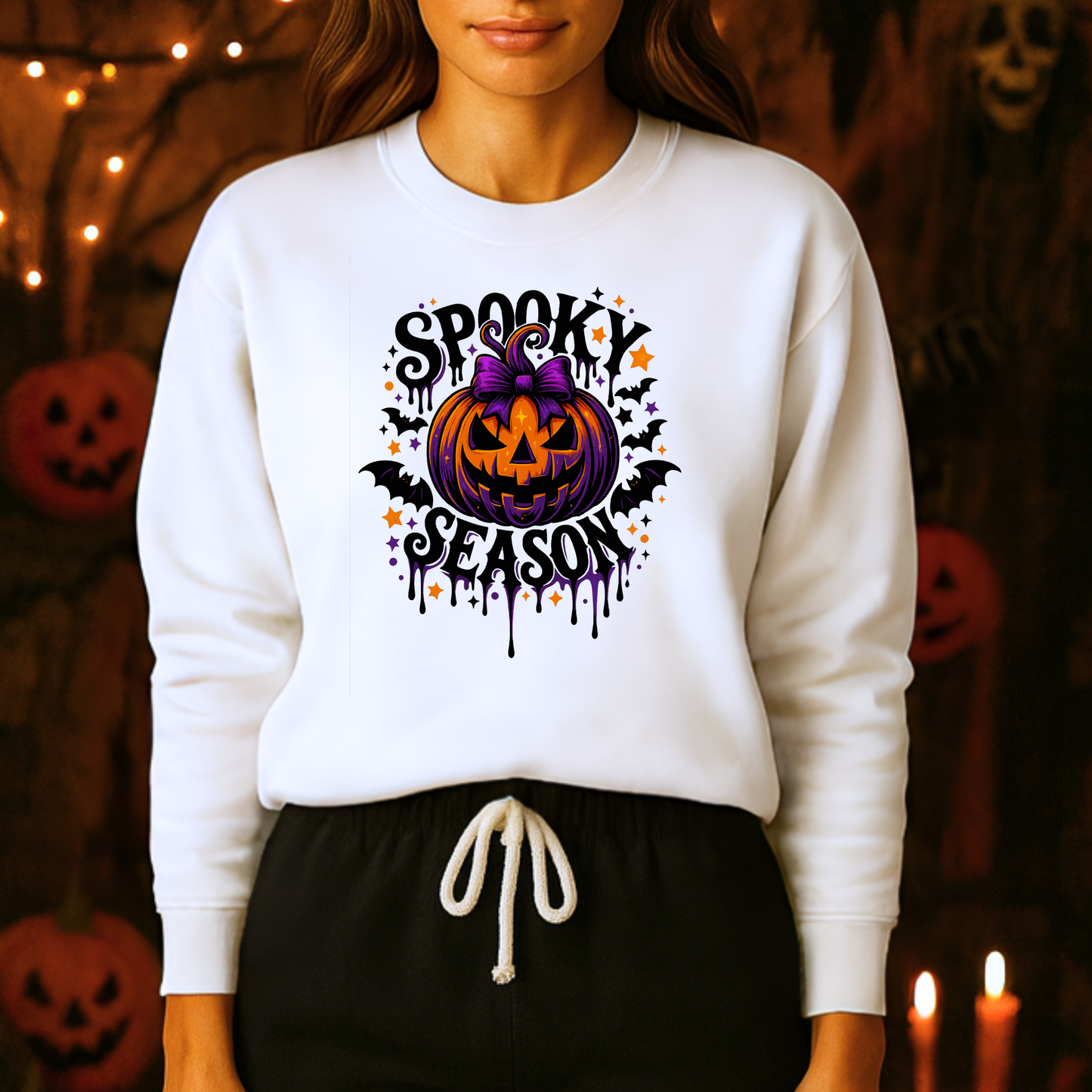 Unisex Heavy Blend™ Spooky Season Halloween Sweatshirt – Pumpkin Bat Gothic Fall Shirt | mw1021