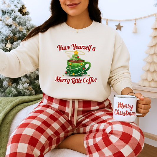 Unisex Heavy Blend™ mw2131 | Have Yourself a Merry Little Coffee Christmas Sweatshirt – Funny Holiday Coffee Lover Crewneck, Festive Xmas Gift