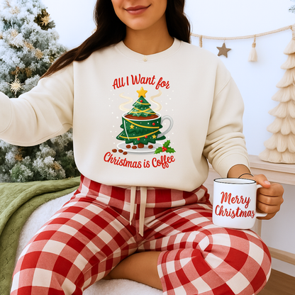 Unisex Heavy Blend™ mw2060 | All I Want for Christmas is Coffee Sweatshirt – Funny Holiday Coffee Lover Crewneck, Festive Winter Pullover