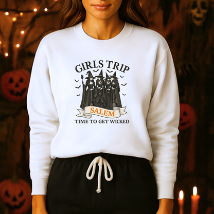 Unisex Heavy Blend™ Girls Trip Salem Sweatshirt – Time to Get Wicked Witch Crewneck | mw1010