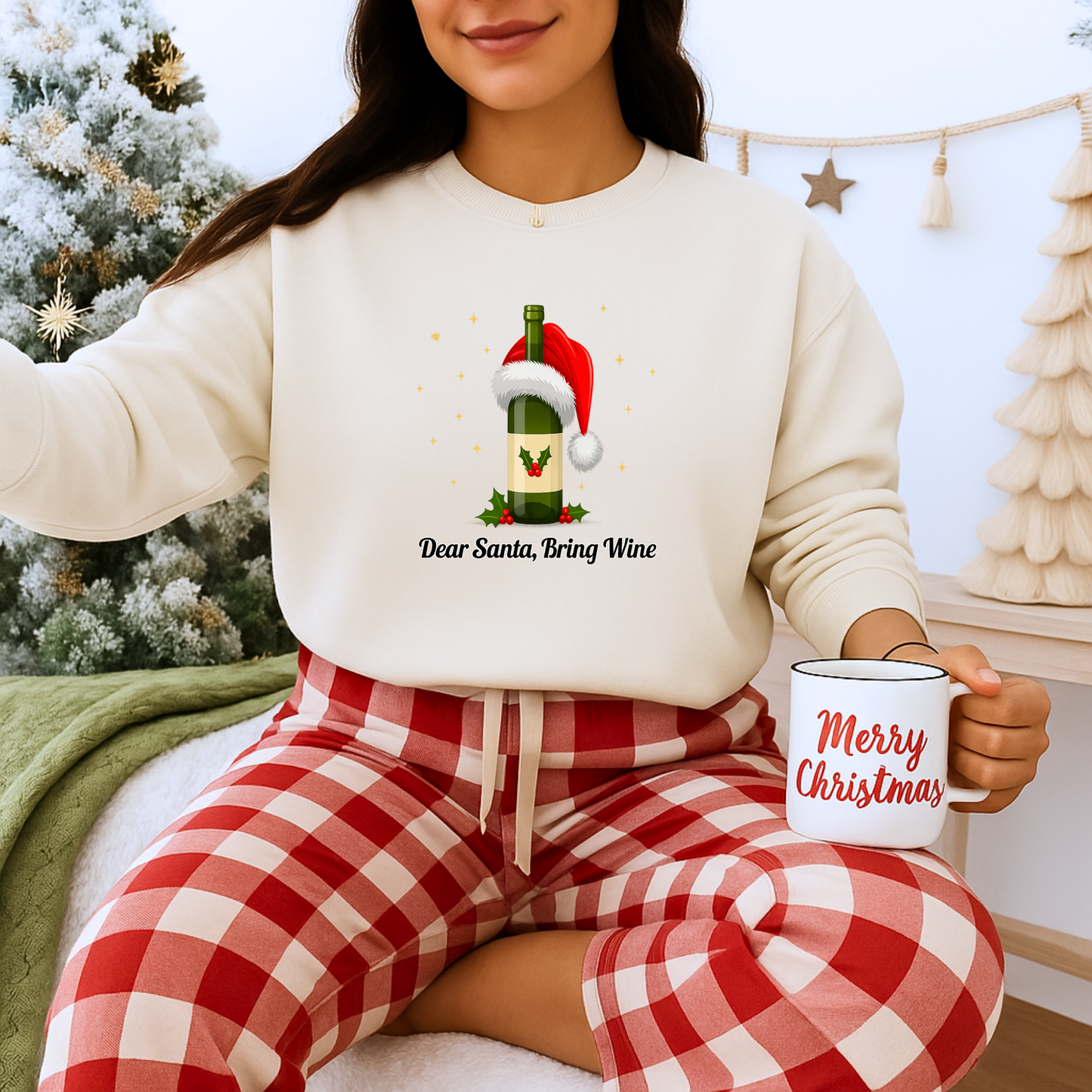 Unisex Heavy Blend™ mw2103 | Dear Santa Bring Wine Christmas Sweatshirt – Funny Holiday Crewneck, Festive Xmas Gift for Wine Lovers