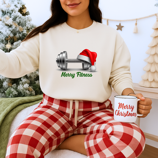 Unisex Heavy Blend™ mw2143 | Merry Fitness Christmas Sweatshirt – Funny Holiday Gym Workout Crewneck, Xmas Gift for Fitness Lovers