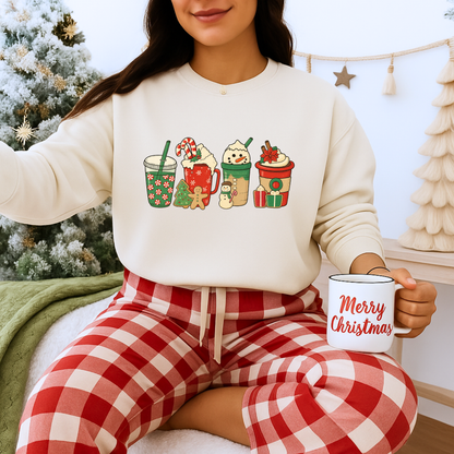 Unisex Heavy Blend™ mw2031 | Christmas Drinks Sweatshirt – Festive Coffee & Hot Cocoa Holiday Crewneck | Cozy Unisex Winter Gift