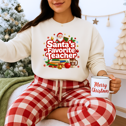 Unisex Heavy Blend™ mw2088 | Santa’s Favorite Teacher Christmas Sweatshirt – Cute Holiday Gift for Teachers, Festive Pullover