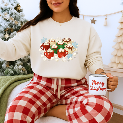 Unisex Heavy Blend™ mw2071 | Hot Cocoa Christmas Sweatshirt – Festive Marshmallow Mug Holiday Crewneck, Winter Hot Chocolate Pullover Sweater