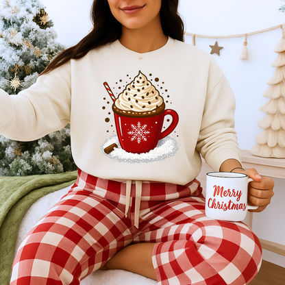 Unisex Heavy Blend™ mw2056 | Hot Cocoa Christmas Sweatshirt – Festive Holiday Mug Crewneck, Winter Hot Chocolate Pullover Sweater